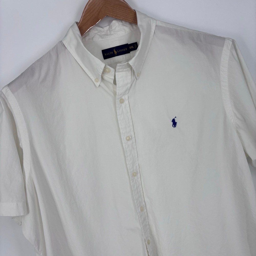 Polo Ralph Lauren Short Sleeve Button Down Shirt Mens XXL White Pony Preppy